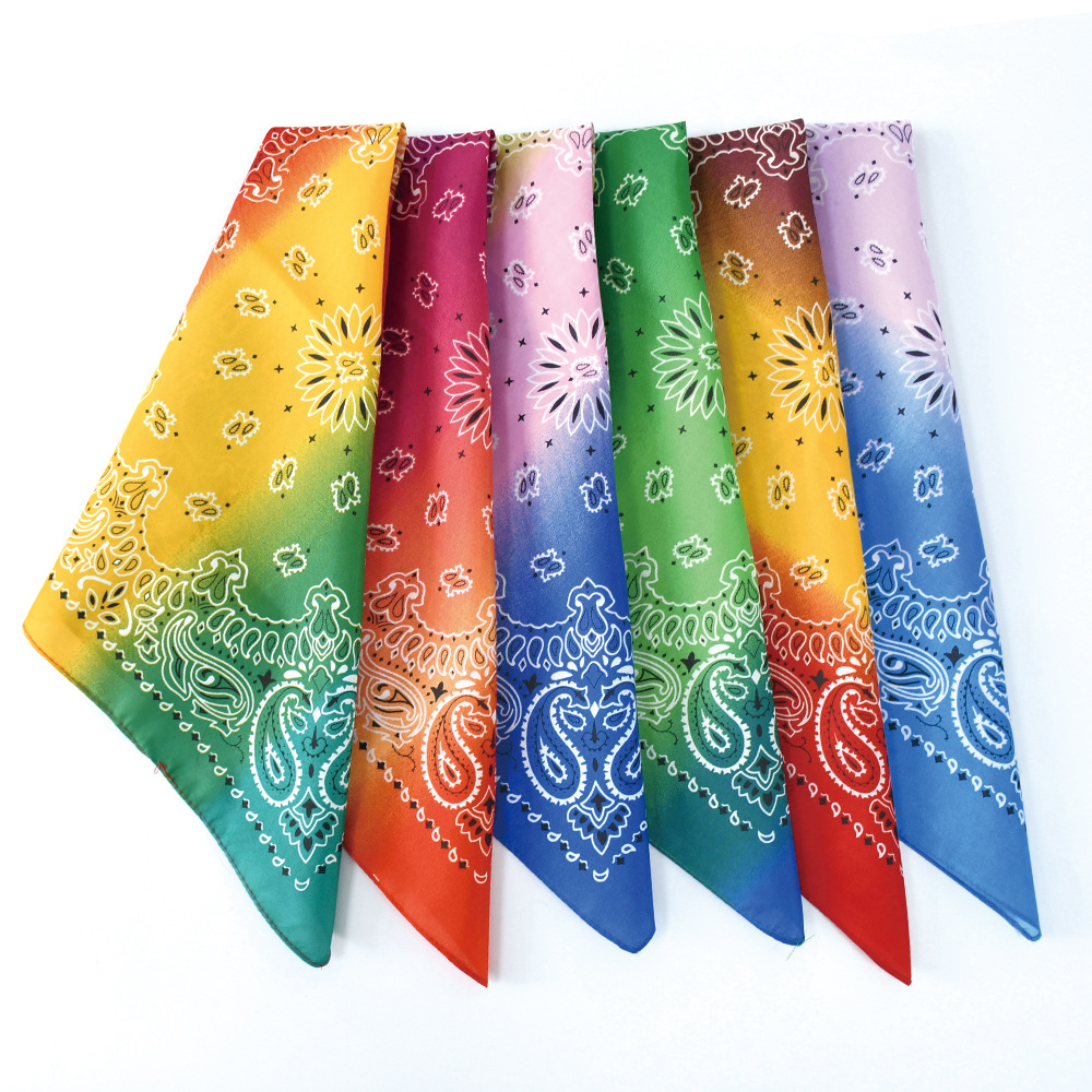 Picture of Cross-border wholesale polyester double cashew gradient riding bandana headscarf outdoor hip hop square scarf wholesale