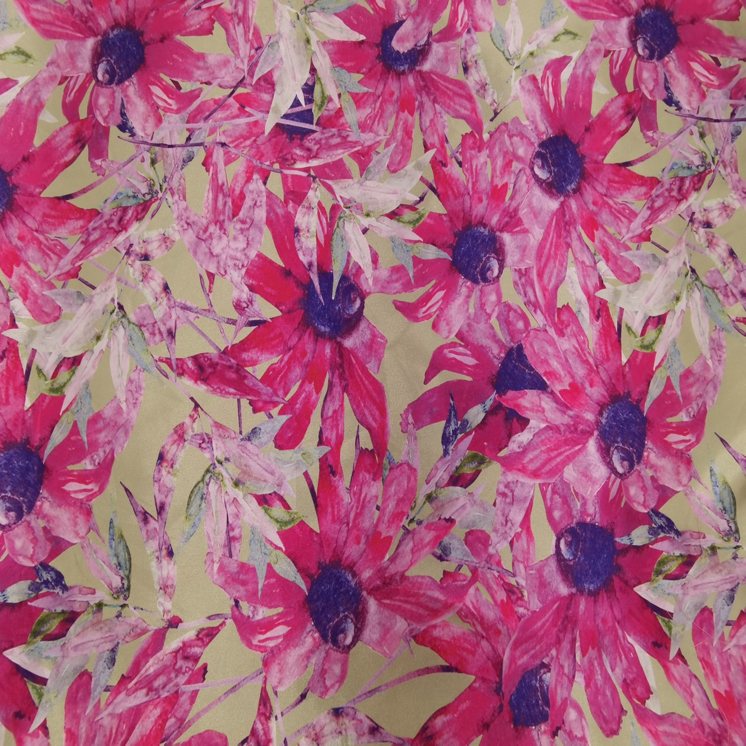 In Stock New Model Imitation Silk Stretch Twisted Satin Large Floral Print Fabric for Dresses, Shirts, and Pajamas