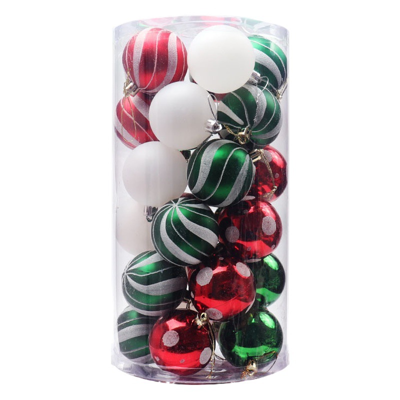 Christmas ball new Christmas tree decoration pendant Christmas supplies plastic 6CM/30 barreled color ball hand painted wholesale