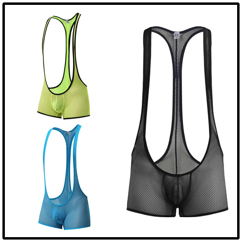 Foreign Trade Cross-border New Men's Underwear Jumpsuit Wrestling Clothing Vest Strap Mesh Flat Angle 2011
