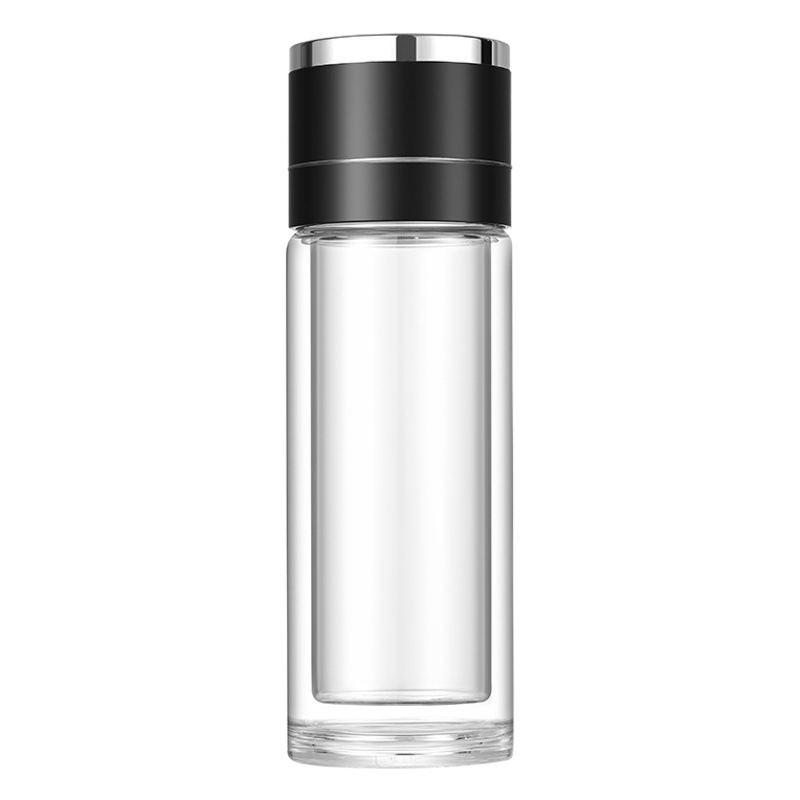 Tea separation cup quick opening cup car one-handed snap buckle double anti-scald glass portable filter bubble cup wholesale
