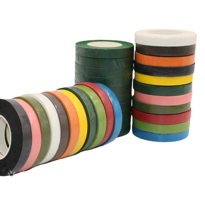 Factory Direct Sales 1.2Cmx 27m Floral Tape Wholesale DIY Handmade Bouquet Packaging Telescopic Colorful Green Tape