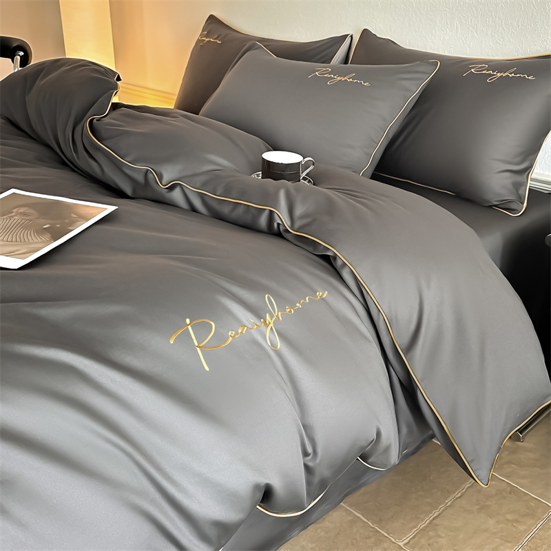 Picture of Advanced Sense 60 Light Luxury Long-staple Cotton Cotton Bed Four-piece Cotton Embroidered Quilt Cover 100 Cotton Bed Sheet Mattress 3