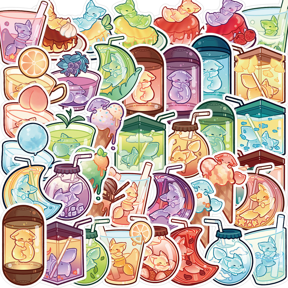 40 original glass bottle Fox graffiti stickers decorative guitar luggage DIY creative waterproof hot sale batch