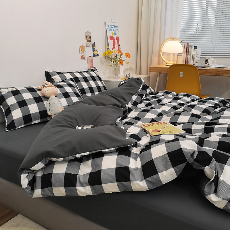 Picture of New Japanese Bed Solid Color Double Quilt Cover Sheet Four-piece Student Dormitory Three-piece Household Quilt Cover Wholesale