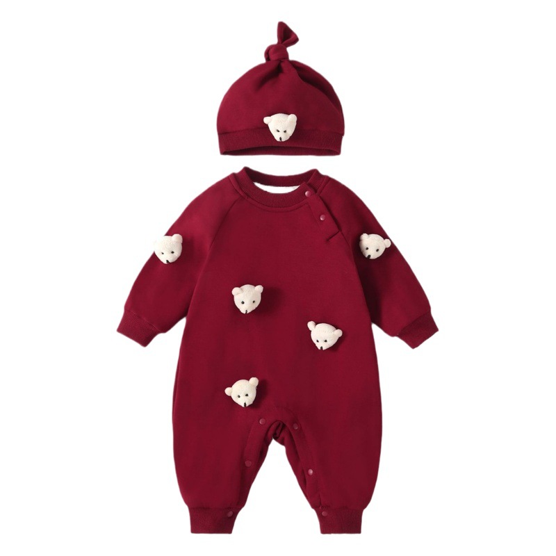 Picture of Baby winter outing clothes Korean style fleece-lined thickened sheath baby autumn and winter warm sweater outing romper