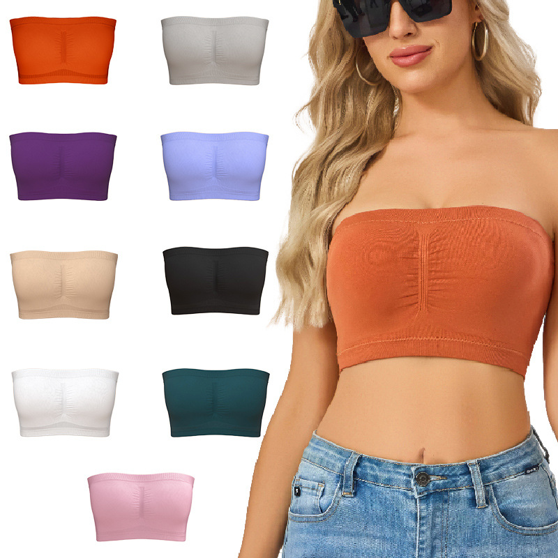 Picture of Foreign Trade Extra Large Size Double-layer One-character Women's Detachable Chest Pad Strapless Chest Wrapping Women's Invisible Underwear Cross-Border