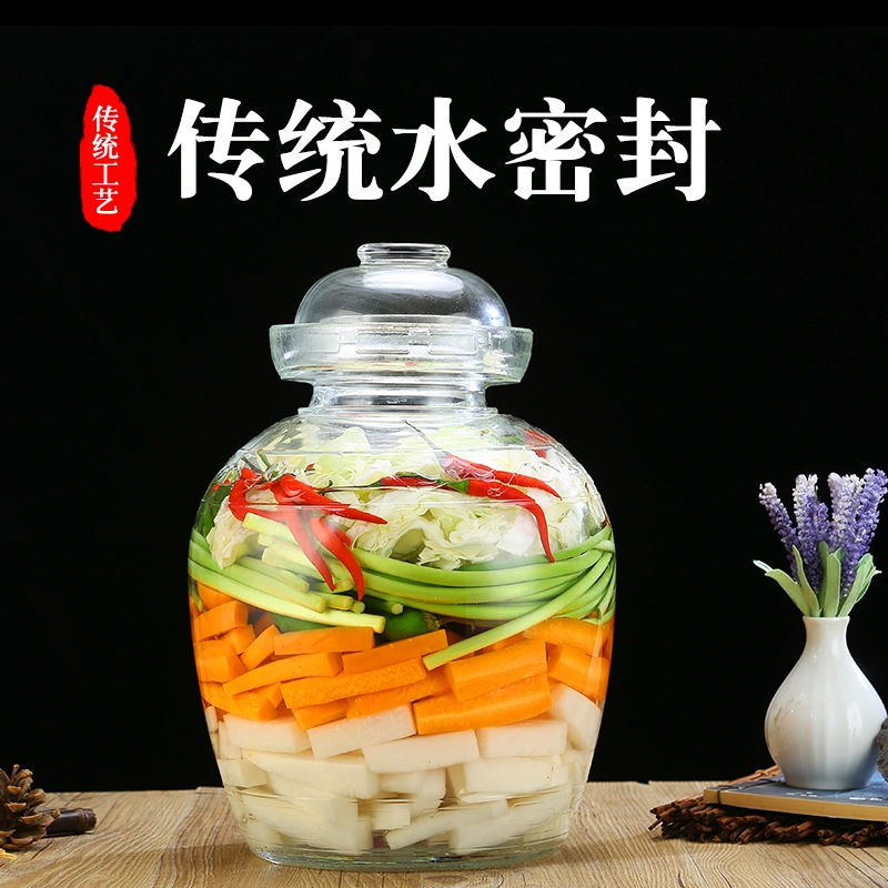 Picture of Sealed glass pickle jar transparent pickle jar thickened large household pickle pickle jar with lid for wholesale