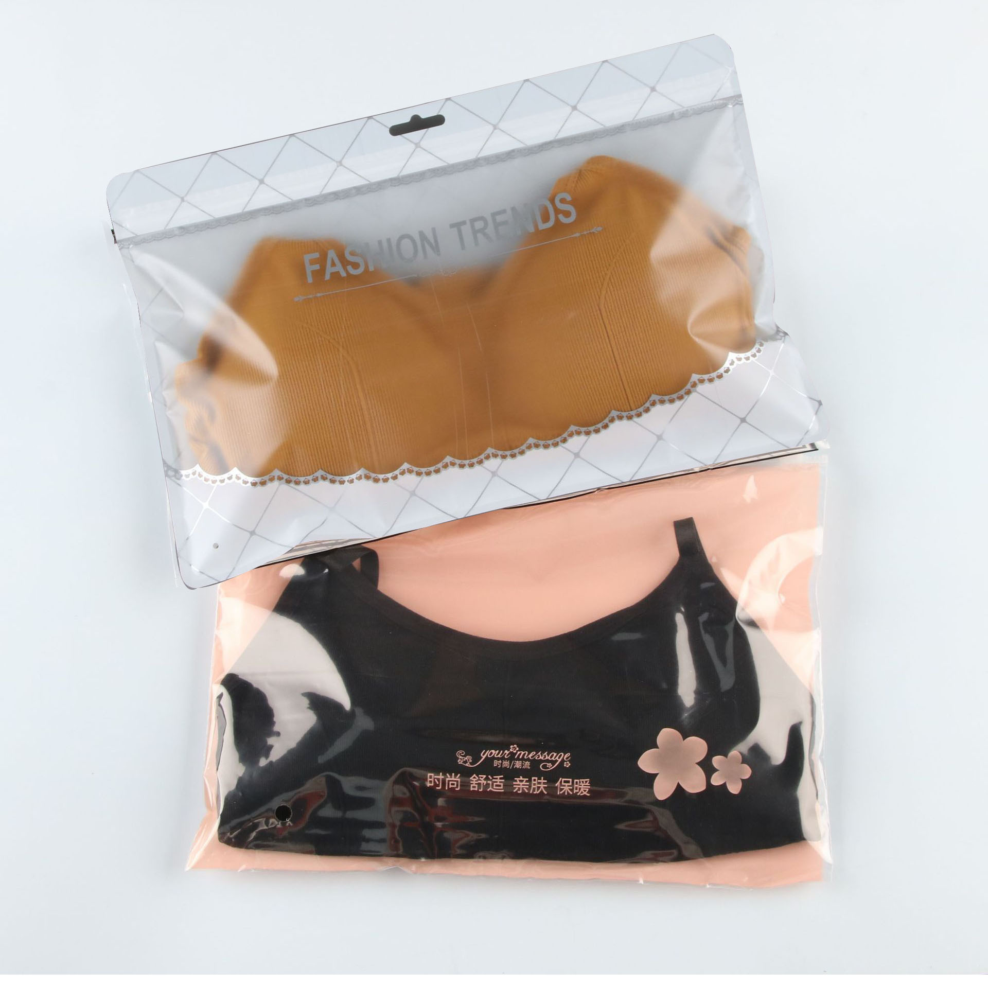 Picture of Clothing zipper bag bra underwear bag yoga clothes packaging bag wholesale plastic Ziplock bag frosted transparent in stock
