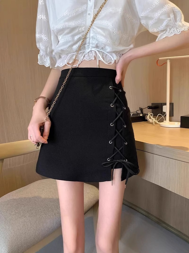 2025 Summer New Style Design Sense Strap Skirt Short Skirt Sweet High Waist Slimming A- line Skirt Slimming Skirt Women's Trendy