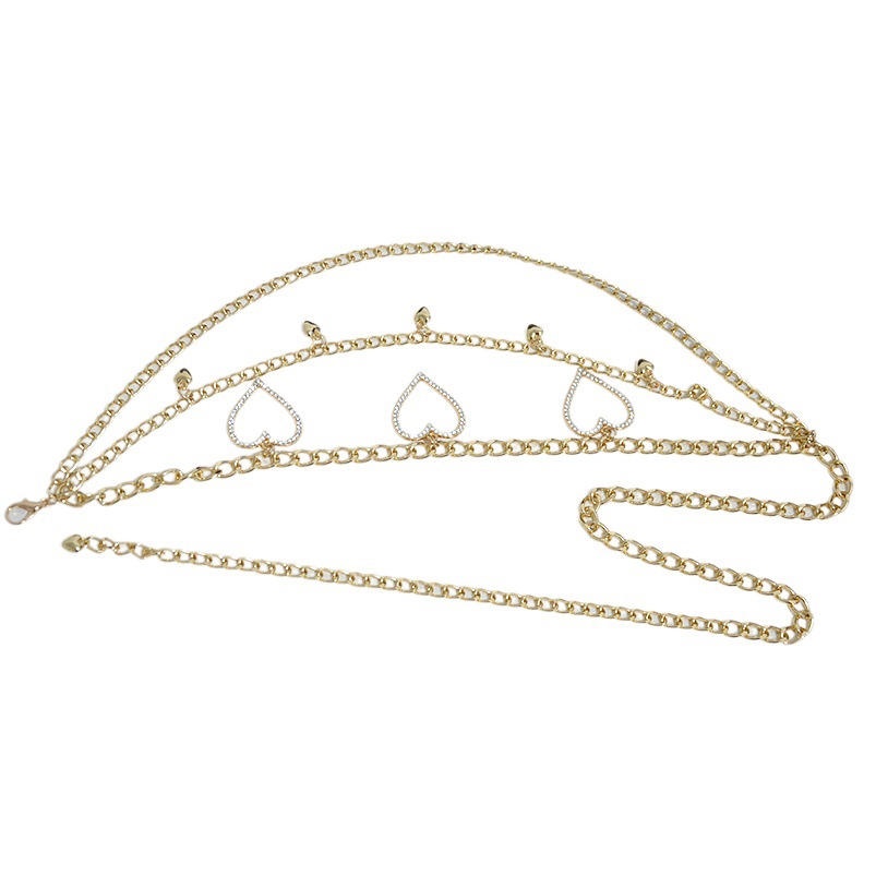 European and American cross-border jewelry punk multi-layer chain Love body chain temperament small Bell pendant decorative waist chain for women