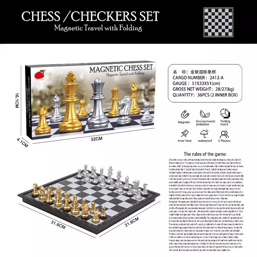 Bear Puzzle Toy Chess for Children with Magnetic Game Special Chess Folding Chess Cross-border Batch