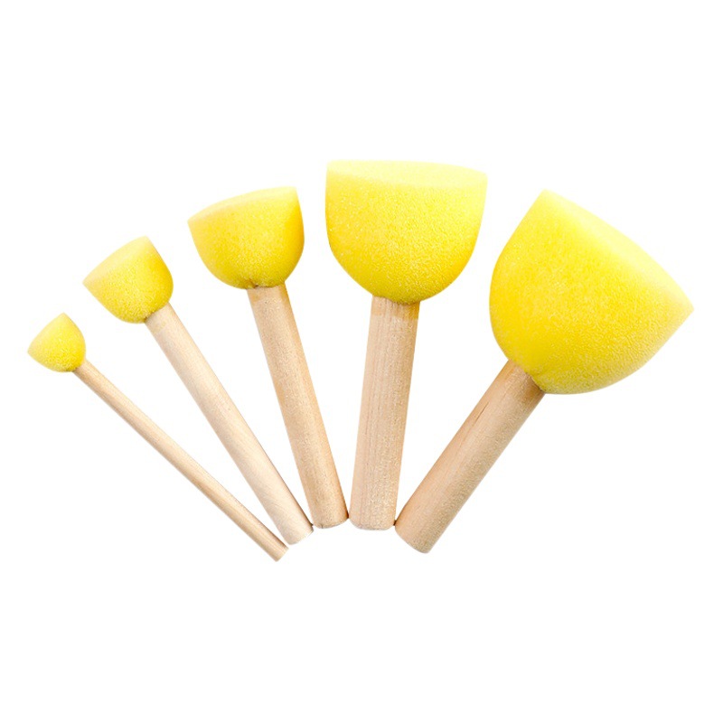 Cross-border supply of 5 mushroom head sponge round brush children's art painting graffiti tools OPP bag set