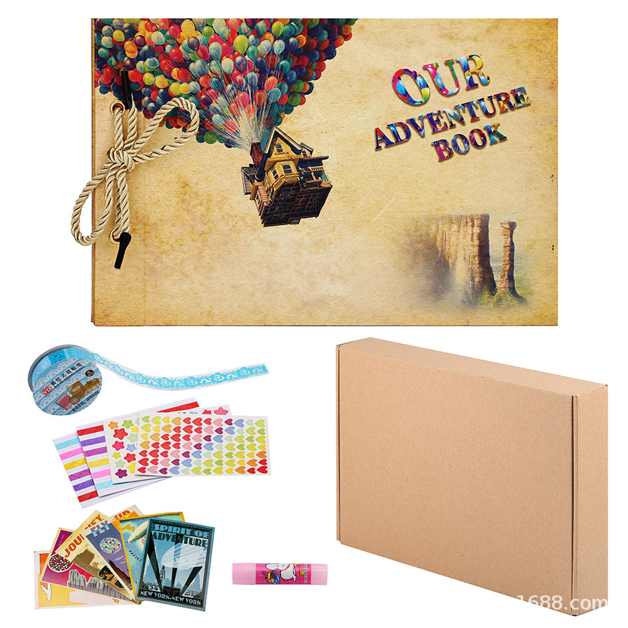 Amazon Album Scrapbook Retro Loose-leaf Book Tether Adventure Album Flying House Balloon DIY Album