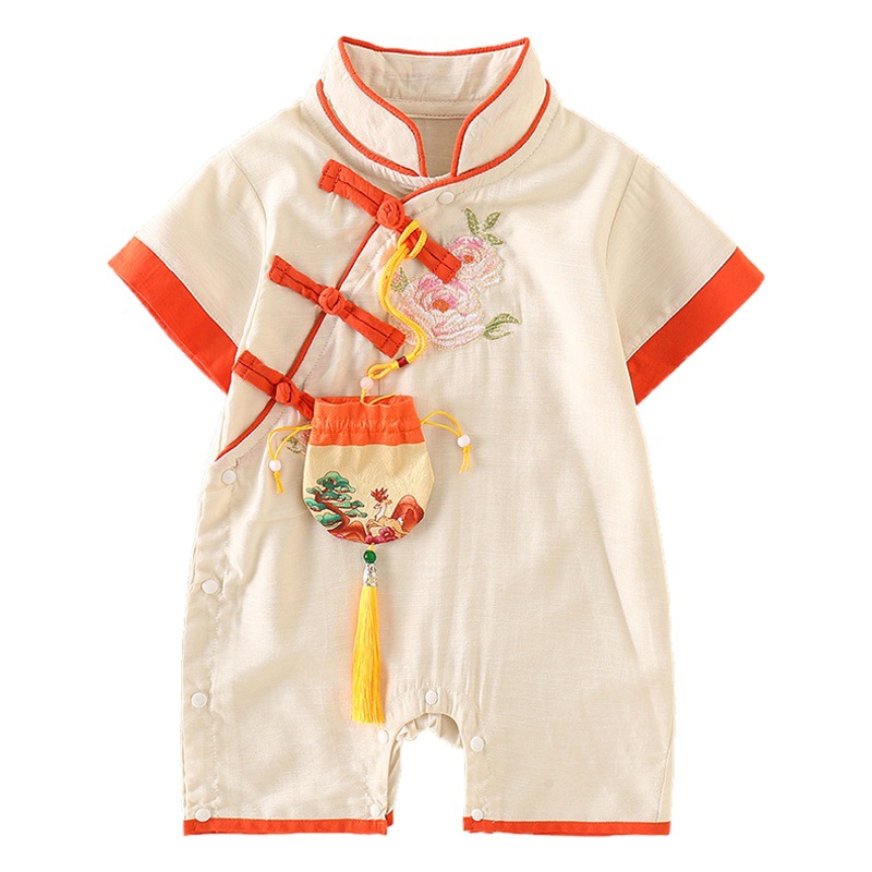 New Starting Point Clothing Baby Clothes Summer Baby Girl Crawling Clothes Chinese Style Full Moon Princess Jumpsuit Summer Clothes Hanfu