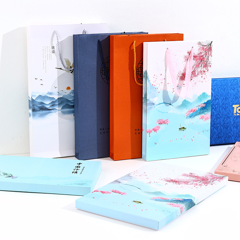 Picture of Factory in stock straight hair cover national style fan box antique crane element handbag hand gift box packaging box