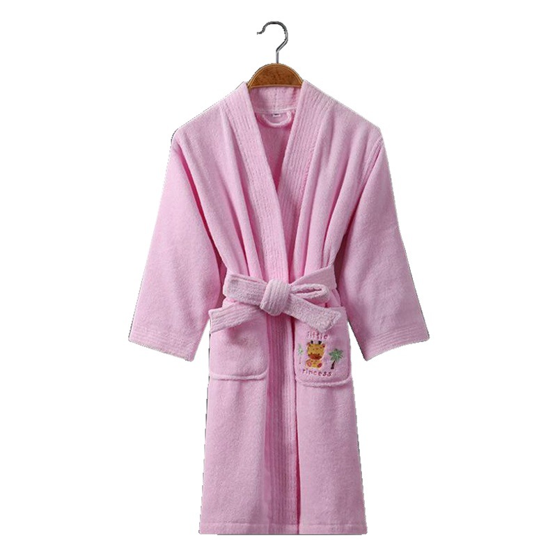 Pure Cotton Hotel Bathrobe Autumn and Winter Thickened Long Parent-Child Towel Nightgown Couple Absorbent Kimono Collar Bathrobe