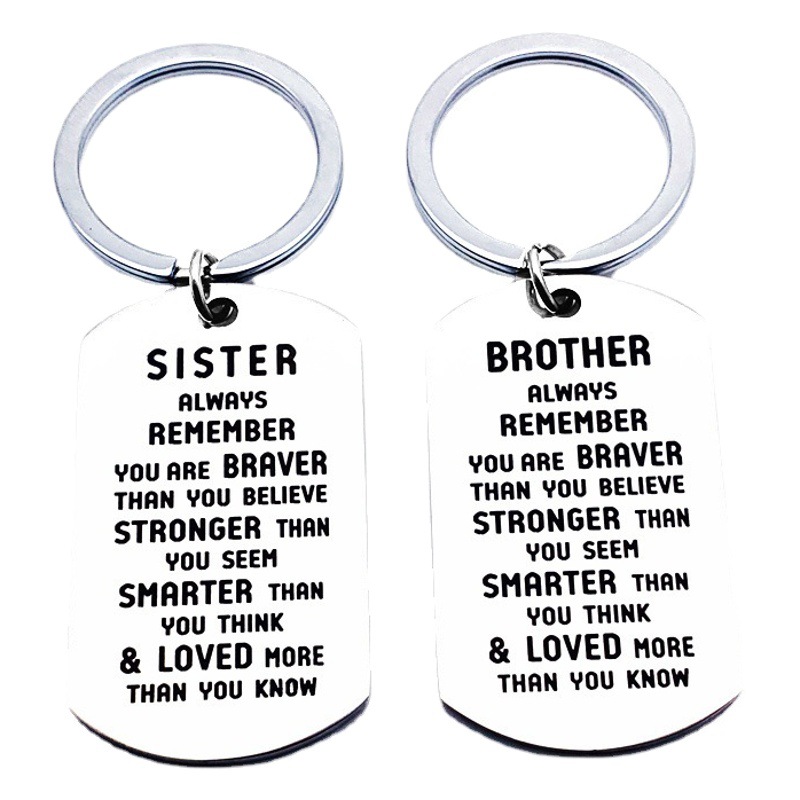 Amazon Explosions Stainless Steel Brother Military Sister Necklace Hangtag DIY Titanium Steel Keychain