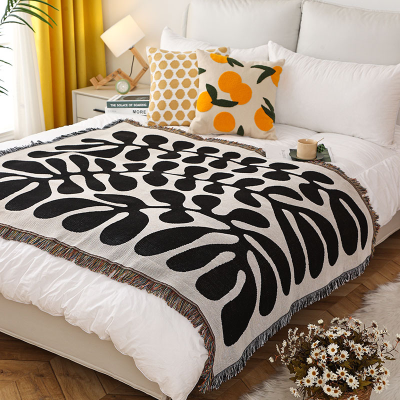 Picture of ins Style Blanket Camping Blanket Sofa Blanket Nap Blanket Retro American Style Casual Blanket Bed End Blanket