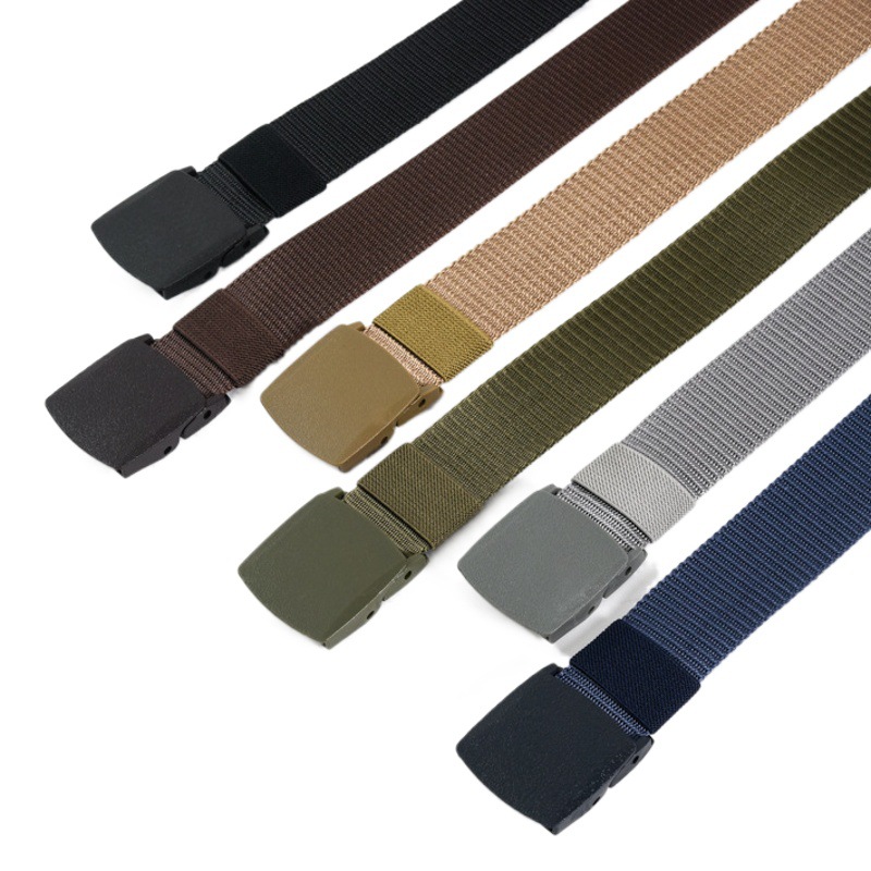 Men's Automatic Buckle Canvas Belt Casual All-match Fashionable Nylon Tactical Belt Student Military Training Outdoor Belt