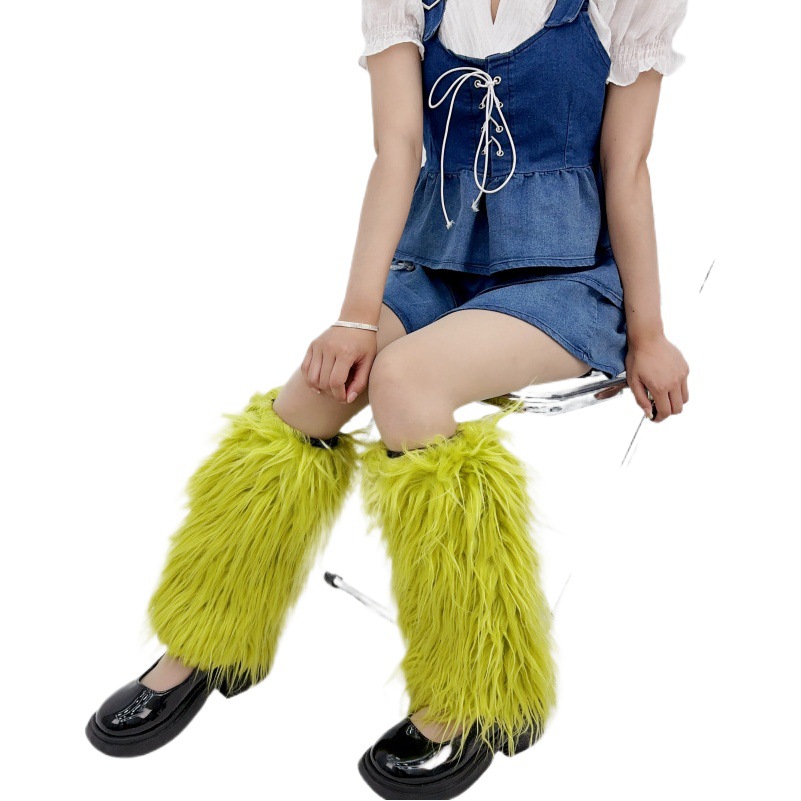 European and American Piles of Fur Socks for Women, Autumn Imitation Fur Leg Covers, Calf Socks, Jk Mid-Calf Socks, Y2K Boot Covers