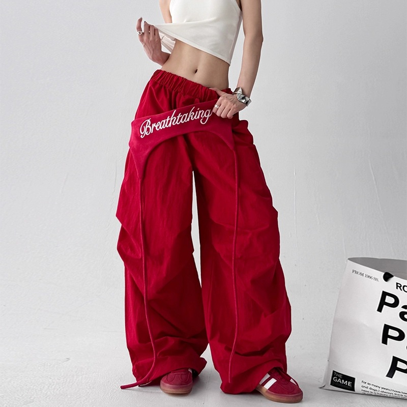 American Retro Jazz Street Dance Wide-leg Pants Women's 2025 Summer New Sweet Loose Versatile Straight-leg Casual Cargo Pants