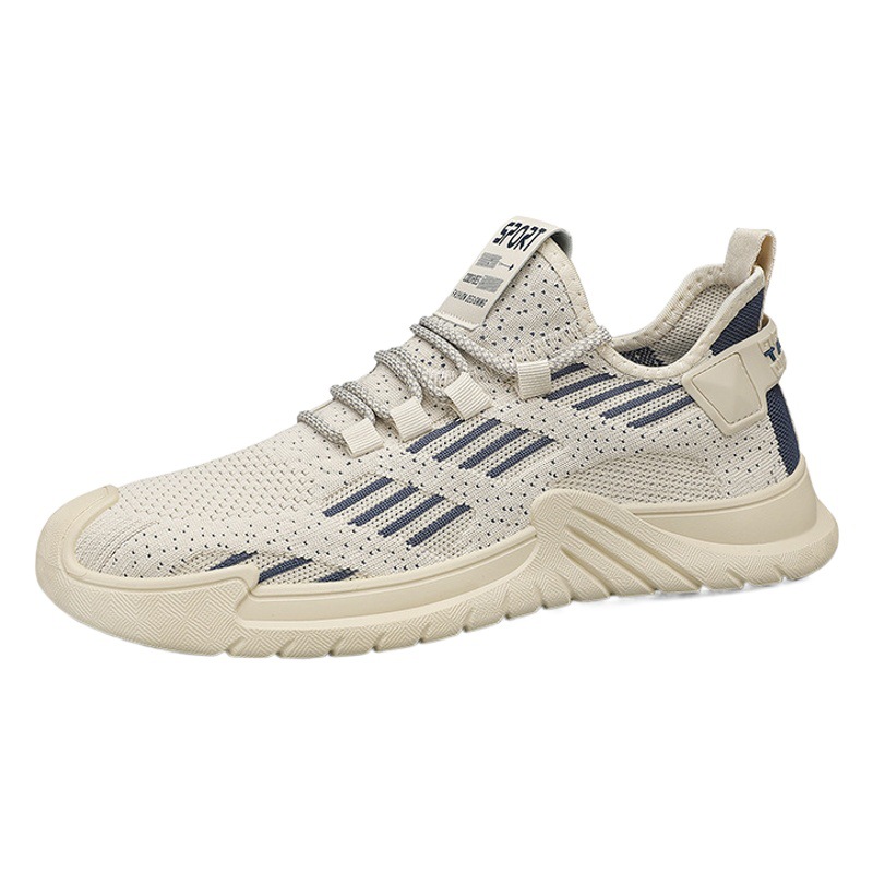 2023 TikTok Men's Shoes Flying Weaving Running Sports Trendy Shoes Teenager Low-top Breathable Mesh Shoes Casual Shoes