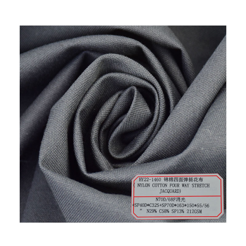 Autumn nylon cotton high stretch four-sided elastic jacquard fabric dyed black casual wear trousers woven fabric
