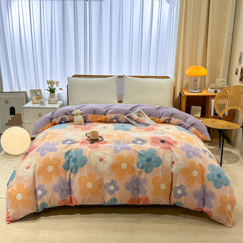 Picture of Cotton brushed duvet cover single piece modern simple single double dormitory thickened quilt cover pure cotton duvet cover single piece