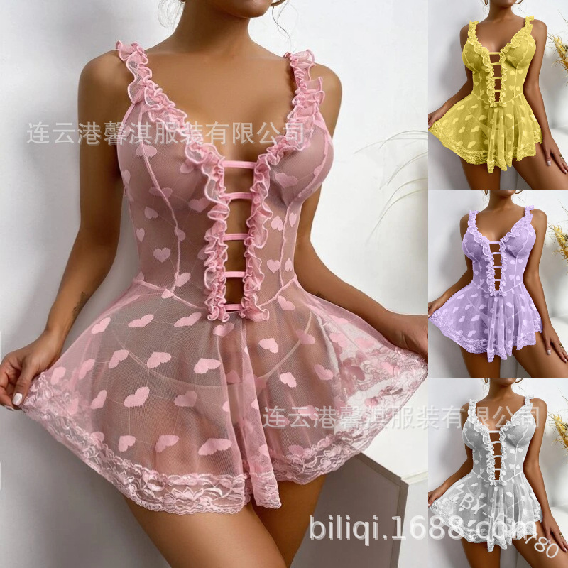Foreign Trade Slip Skirt Sexy Underwear Women's Sexy Pajamas Clothing Transparent Nightgown Suit Temptation 781