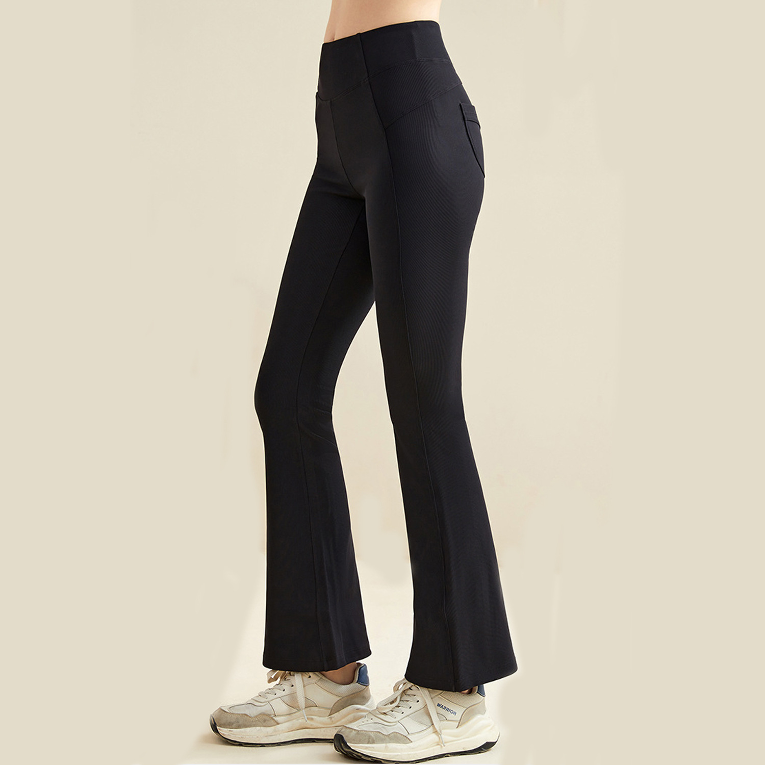 Threaded Micro-Flared Pants for Women, High-Waisted, Hip-Lifting, Slimming Sports Fitness Pants, Fashionable Casual Wide-Leg Pants
