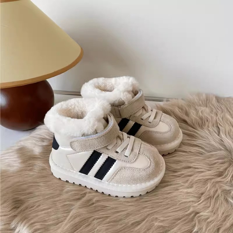 Children's baby short boots 2025 winter new fleece-lined thickened cotton shoes, warm boys' and infants' anti-kick snow boots