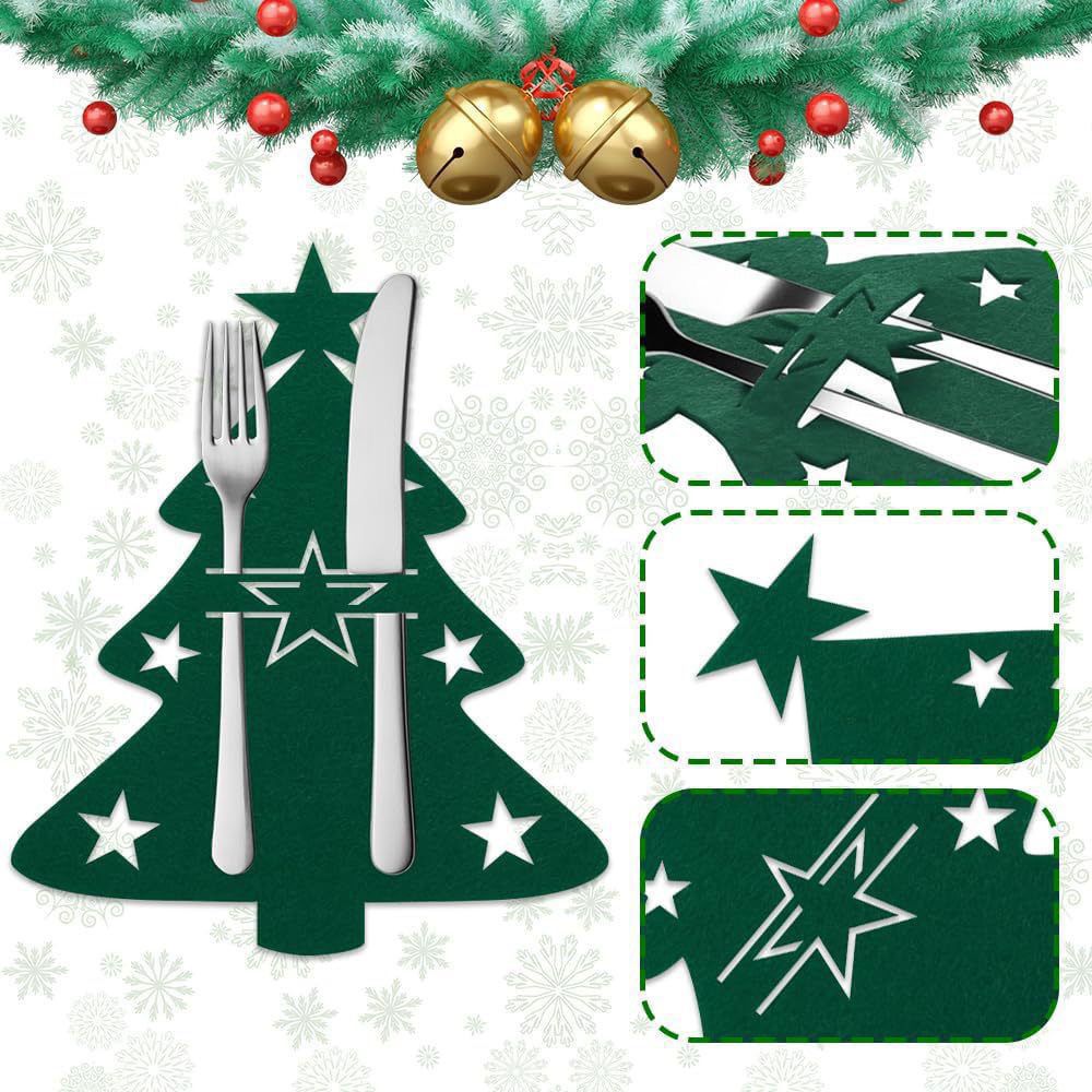 Cross border Christmas tree cutlery rack fork spoon felt bag cutlery mat table Christmas decoration