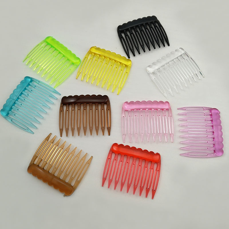 Picture of 9 tooth plastic hair comb 5*4cm children's handmade DIY material environmental protection bridal veil topper hat comb accessories