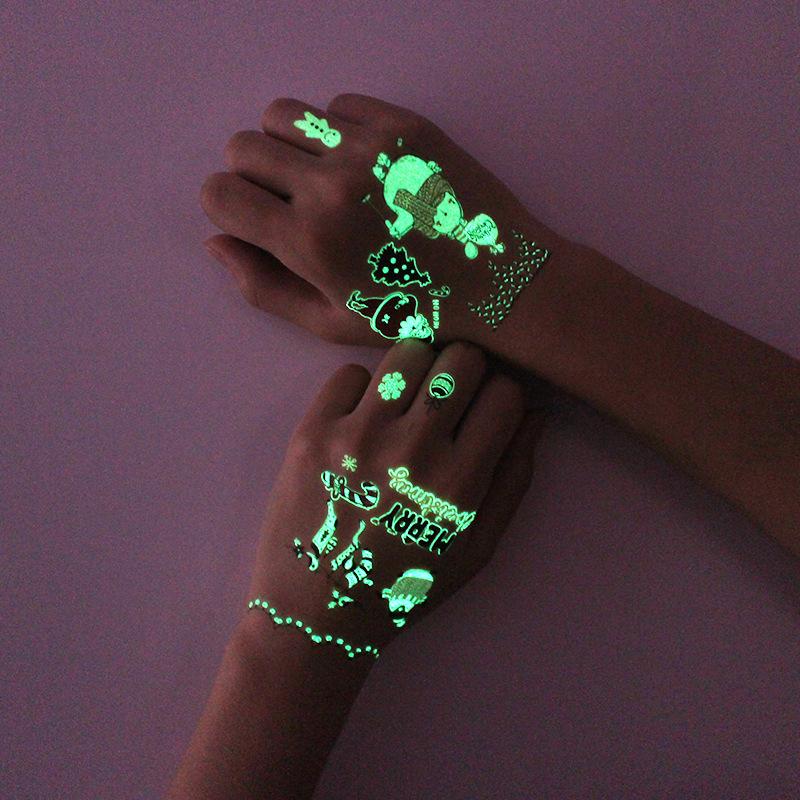 Picture of Cross-border Supply Waterproof Luminous Christmas tattoo Sticker Cartoon Snowman Party Children tattoo Sticker
