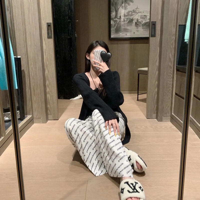 Picture of Cross-border Korean-style 2024 Summer New Hong Kong-style Letter Loose All-match Straight-tube Women's Casual High Waist Dape Trendy Pants