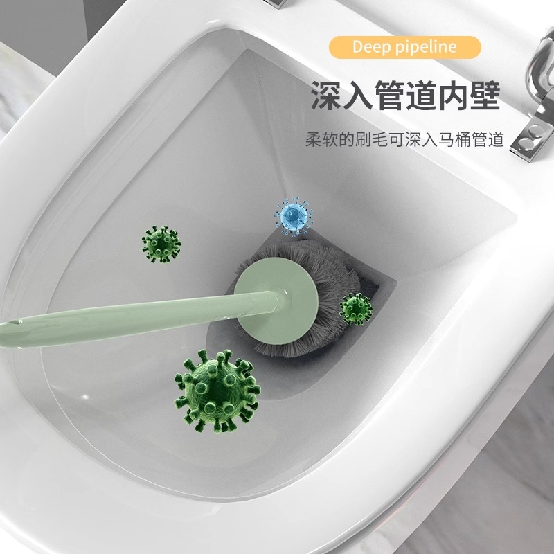 Picture of Wall-mounted toilet brush household no dead angle with base cartoon toilet punch-free toilet brush cleaning suit