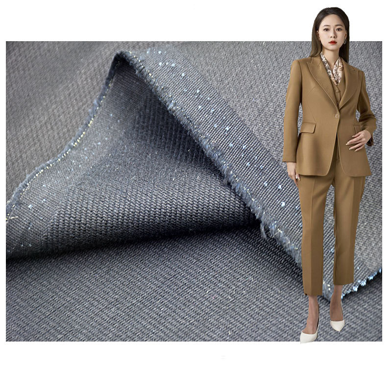 Fashion windbreaker coat suit autumn and winter trousers thick fabric 400g cotton elastic double layer cloth
