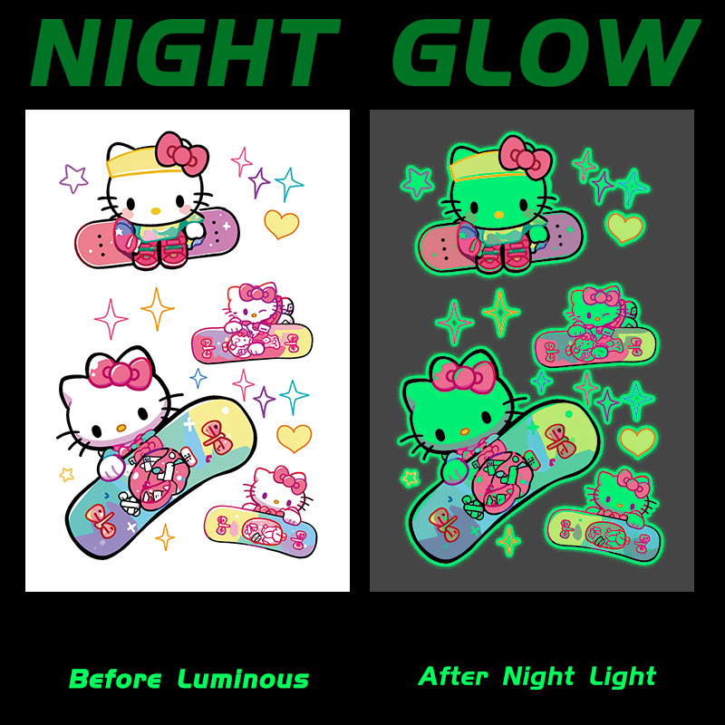 Picture of Cute luminous cartoon cartoon tattoo stickers men and women children arm shoulder fluorescent pattern waterproof long lasting students