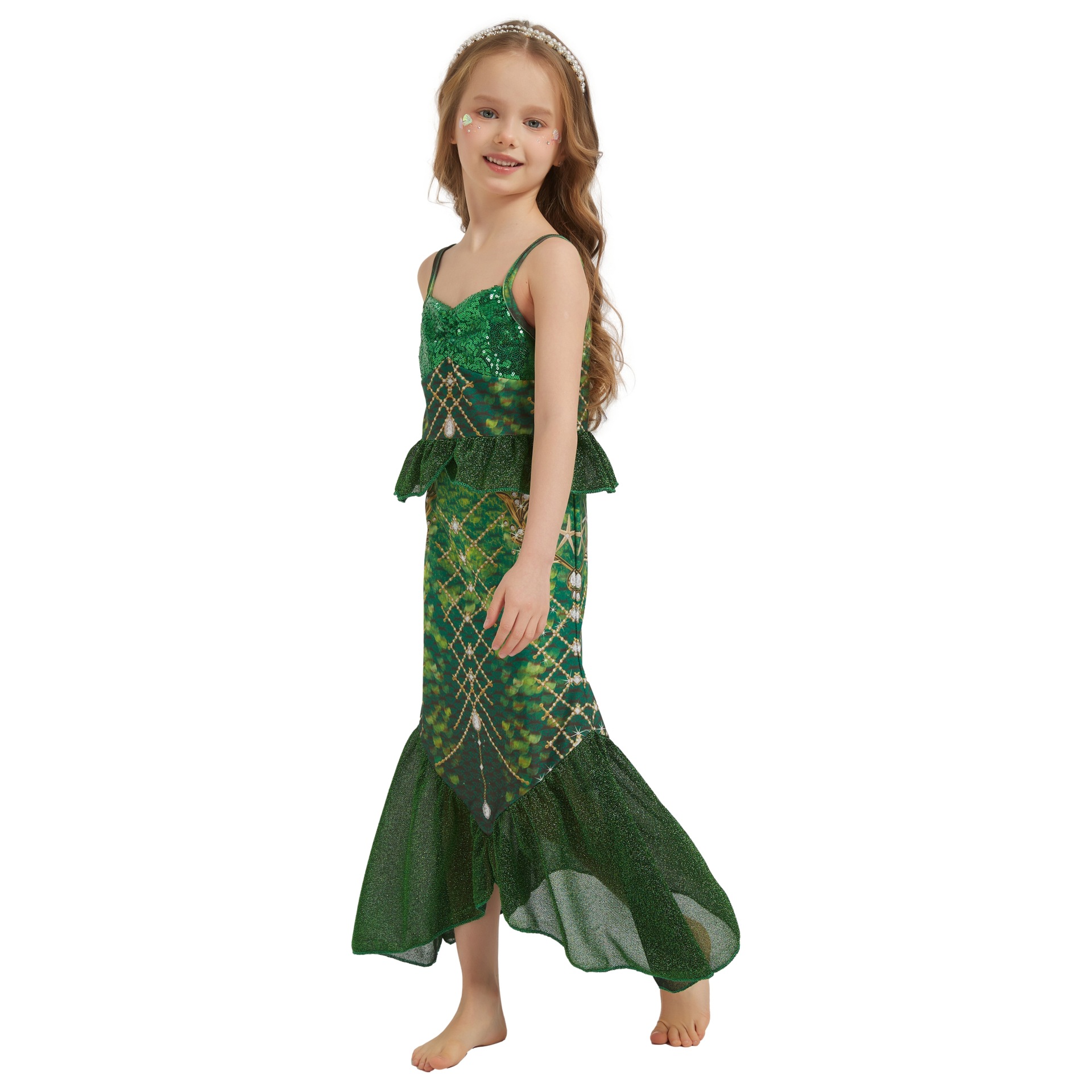 Picture of Cross-Border Foreign Trade Girls Mermaid Sequin Dress Children's Fashionable Sleeveless Mermaid Princess Dress Fishtail Long Dress