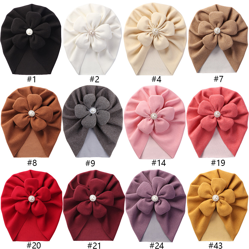 Picture of Cross-border new baby autumn and winter pullover cap imitation cashmere children's Indian hat infant Pearl Flower brimless hat
