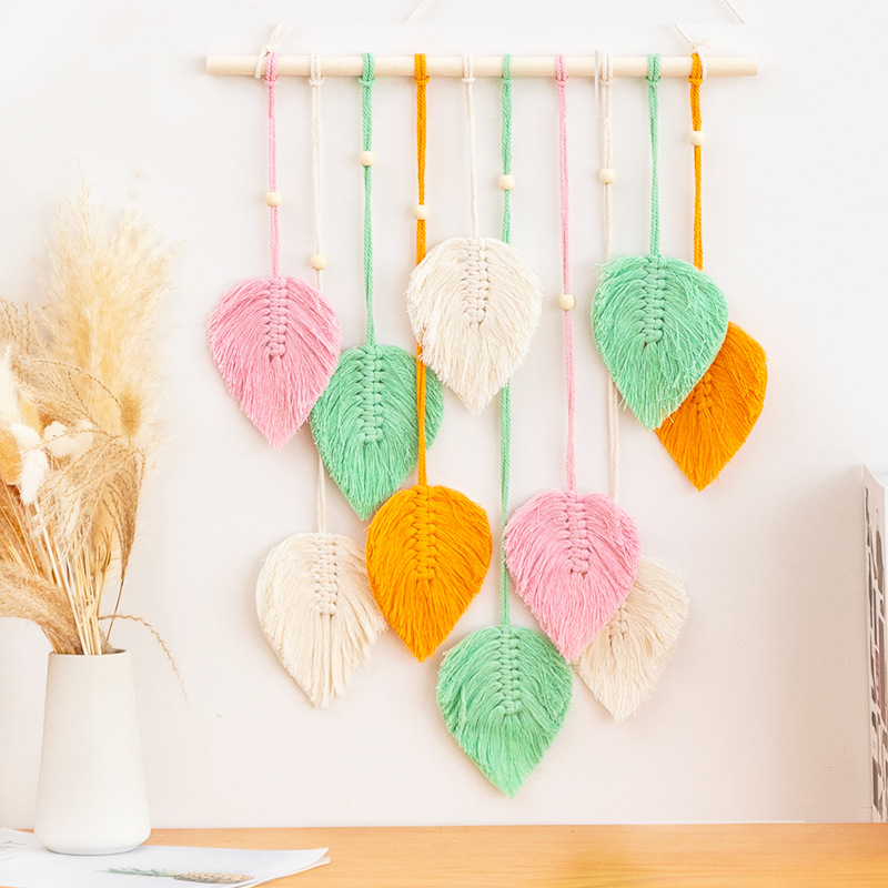 Picture of Cross-border new five-color ten-leaf hand-woven wall hanging leaf tapestry home wall decoration wall decoration