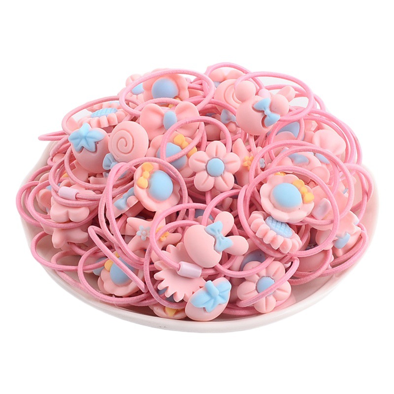 Children's Flower Rubber Tendon Children's Hair Rope Baby's Hair Ring Elastic Hair Tie Girls' Small Tie Headwear