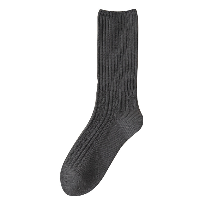 Picture of Zhuji Women's Socks, Autumn and Winter Mid-Calf Socks, Solid Color, Sweat-Absorbent, Double-Needle Breathable Socks, Casual and Comfortable Cotton Socks, Seamless Slouch Socks