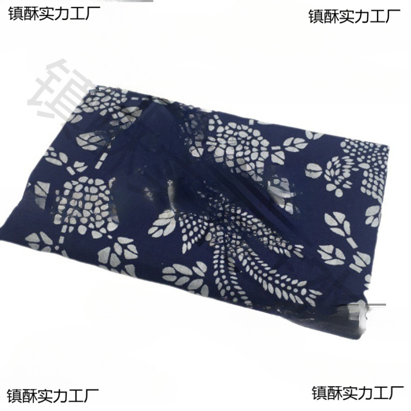 Blue Printed Cloth Wuzhen Blue Flower Cloth Ethnic Style Batik Blue and White Cloth Floral Tablecloth Processed Fabric Thickeneded Ethnic
