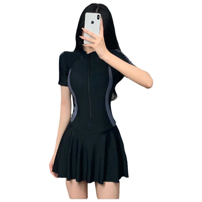 Picture of Swimsuit Women's One-piece Sports Hot Spring Swimsuit Simple Conservative Slim Slim Dress Vacation Swimwear Wholesale
