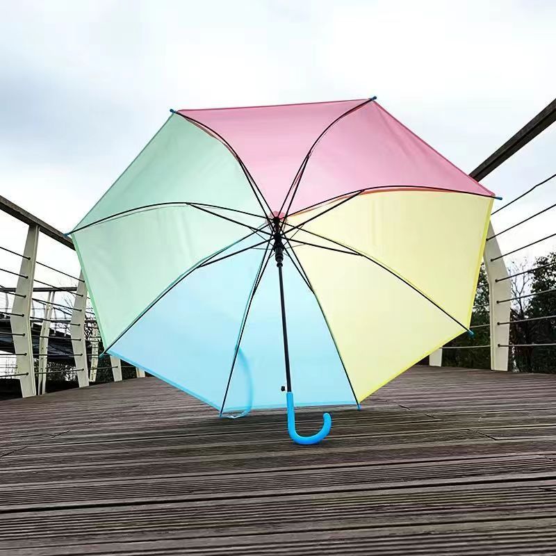 Picture of Transparent Umbrella Men and Women Internet Celebrity ins Cute Semi-automatic Straight Handle Photography Small Fresh Sunshade Sunny Umbrella Frosted Umbrella