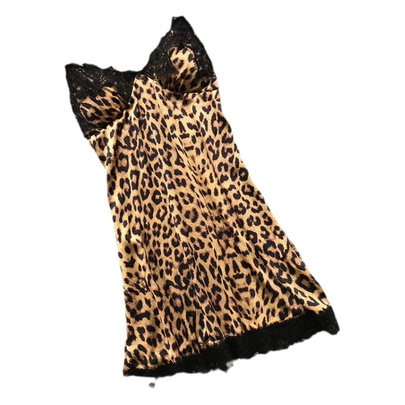 Wholesale fashion comfortable Leopard lace pajamas three pieces suit European and American Home wear suit wholesale