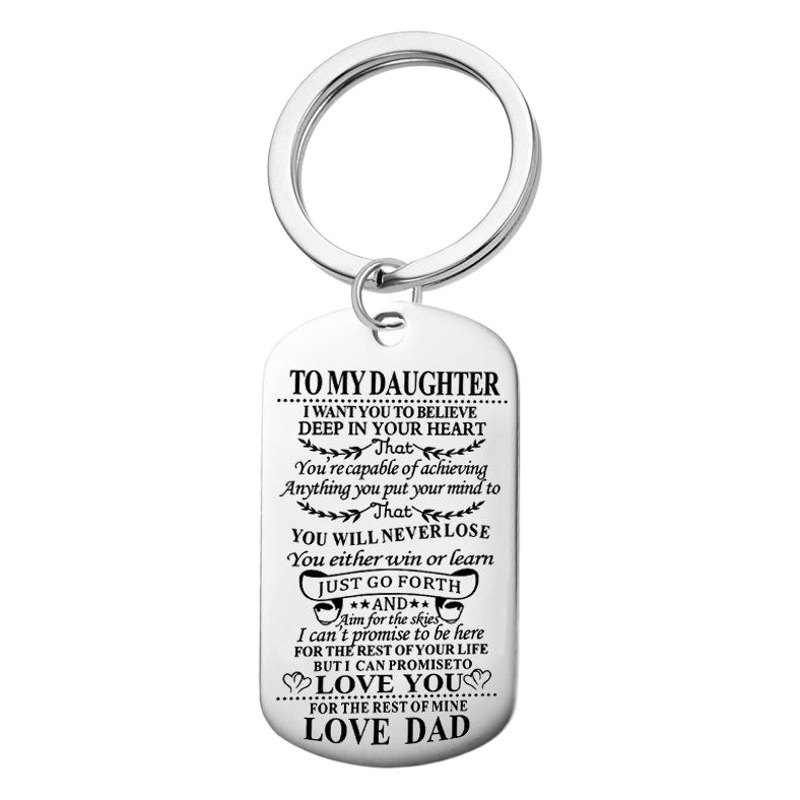 European and American jewelry stainless steel Military key chain family holiday gift key pendant can be customized supply