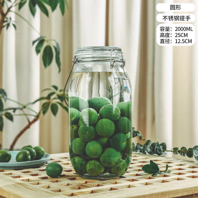 Picture of Wholesale sparkling wine glass bottle green plum bayberry wine bottle with tap brewing bottle household sealed pickled vegetable glass jar